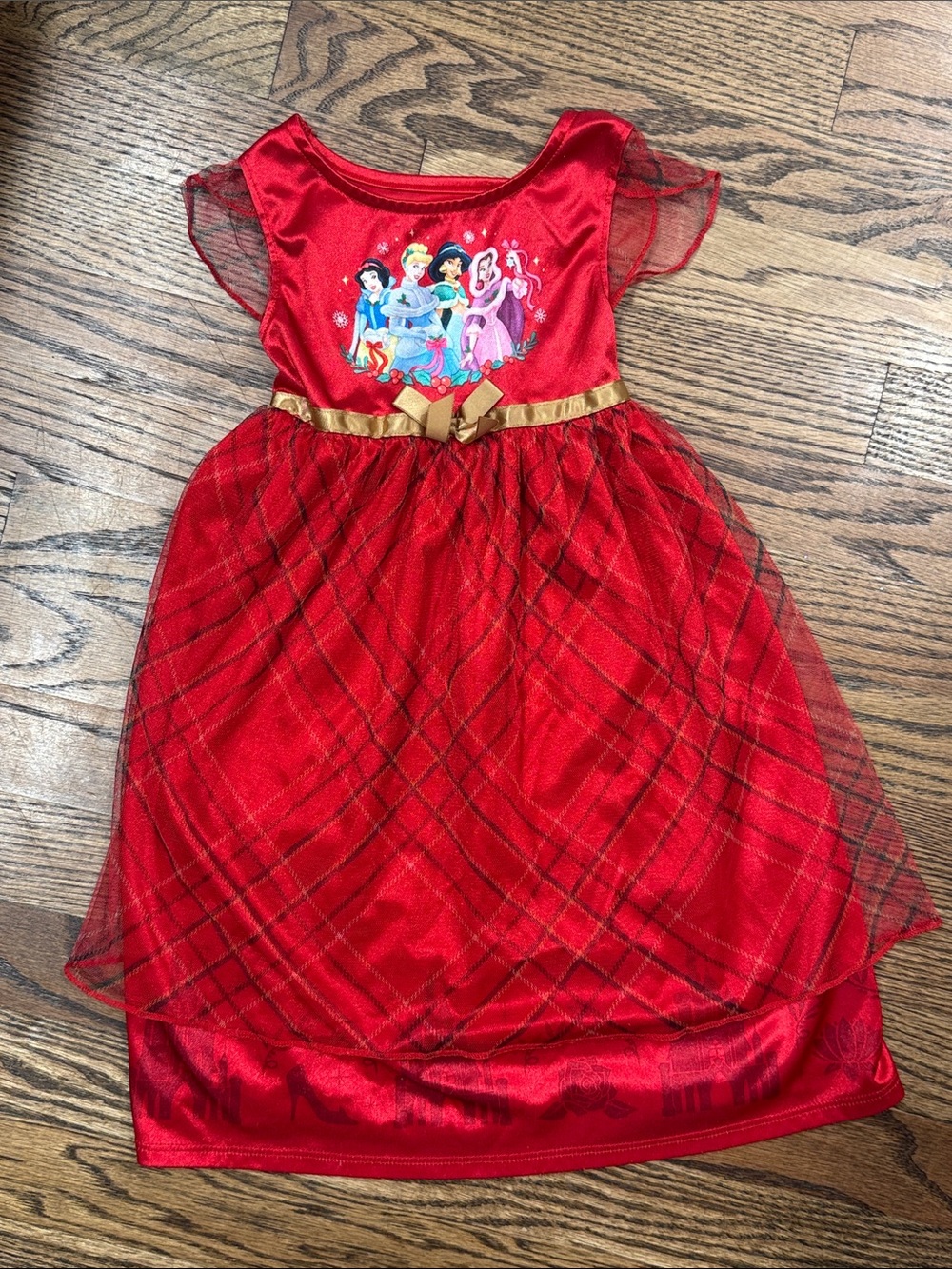 Disney Princess Christmas Toddler Girl's Plaid Tulle Holiday Nightgown 2T